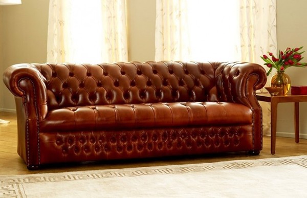 Chesterfield Dreisitzer Sofa Couch Leder Polster Design Sitz Couchen Textil Neu-image