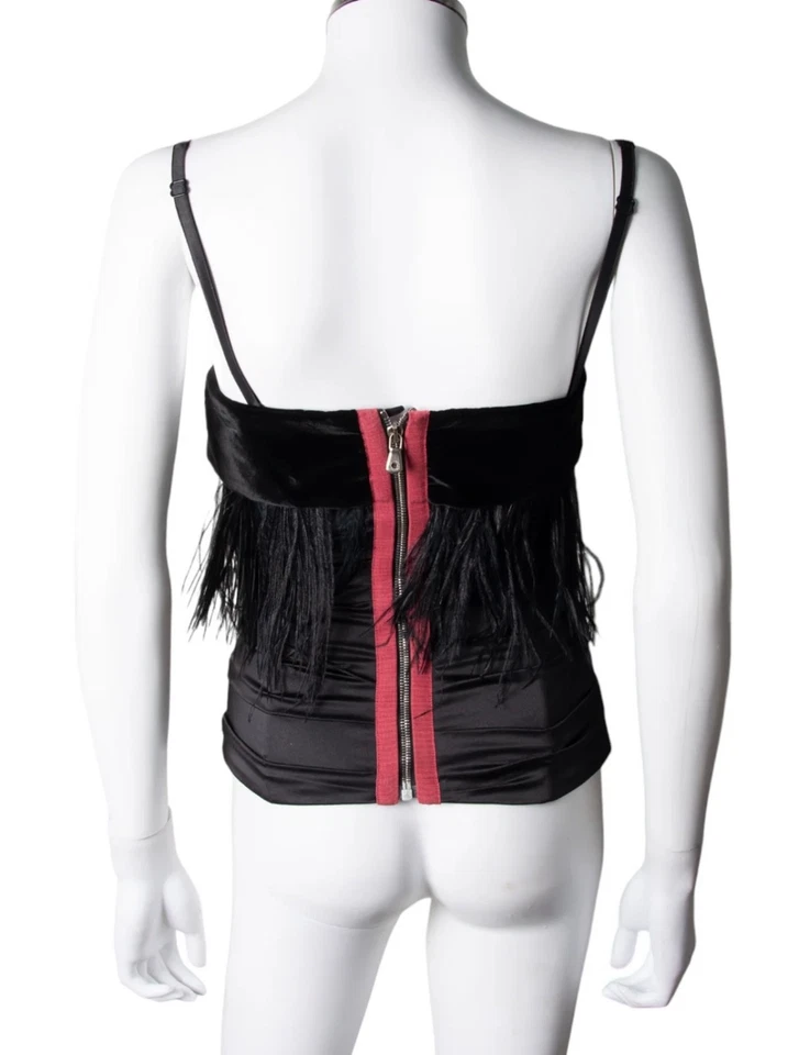 复古 Dolce & Gabbana D&G 2000s 羽毛装饰紧身胸衣 IT 46 RPR 2000$ — 第 2/4 张图片