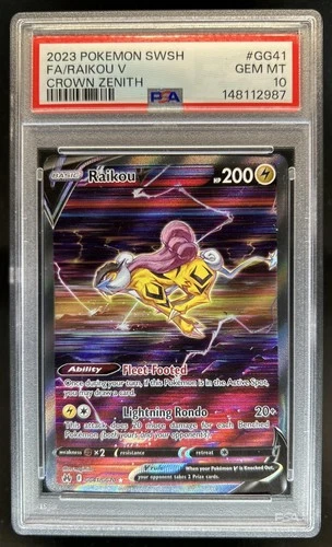 2023 Pokemon SWSH Raikou V Galarian Gallery Ultra Rare #GG41/GG70 PSA 10