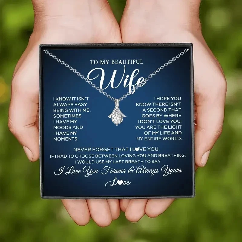 Regalo para Esposa de Marido Collar de Plata y Romántico Mensaje Personalizado + Caja Foto 4 de 4