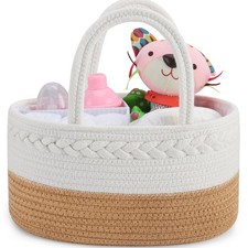 Diaper Caddy Organizer Boho Rustic Cotton Rope Nursery Baby Basket Changing Tabl