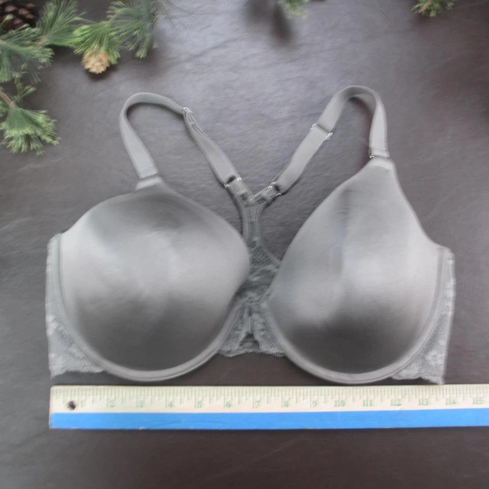 Sujetador Maidenform para mujer 36DD gris camiseta cierre delantero espalda deportiva encaje con aros Foto 2 de 4