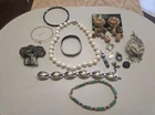 Vtg Sterling Silver & Costume Jewelry Lot Trifari,Avon Pre Owned Condition Scrap