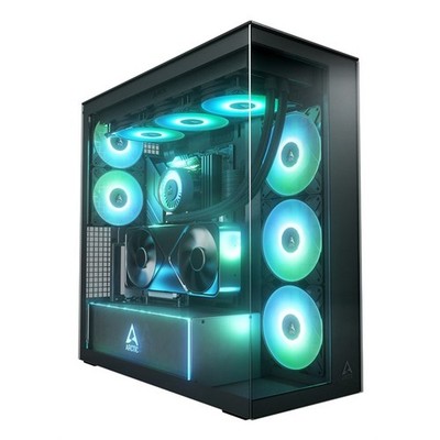 ARCTIC Xtender VG Mirror Black Premium E-ATX PC-Gehäuse mit vertikaler GPU-Montage