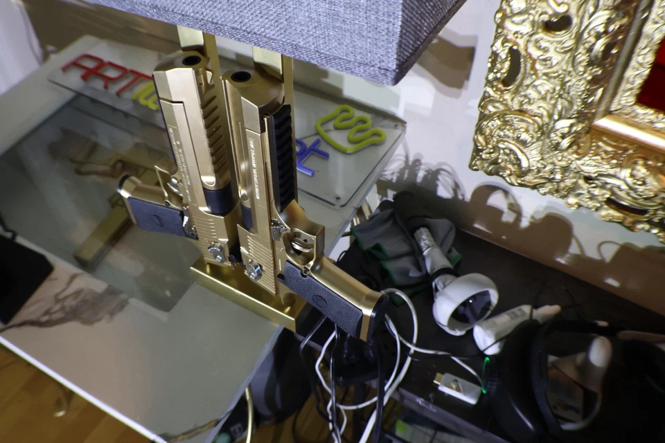 Three Set Touch Table Lamp With Custom Desert Eagles Replicas - Image 4 of 4