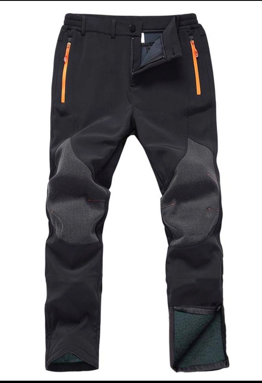Gash Hao Men's Black Fleece Lined Softshell Snow Ski Winter Sports Pants 34x30
