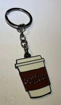   Niedliche Kaffeebohne Latte Cappuccino flach weiß Schlüsselring Schlüsselanhänger Tasche Charm