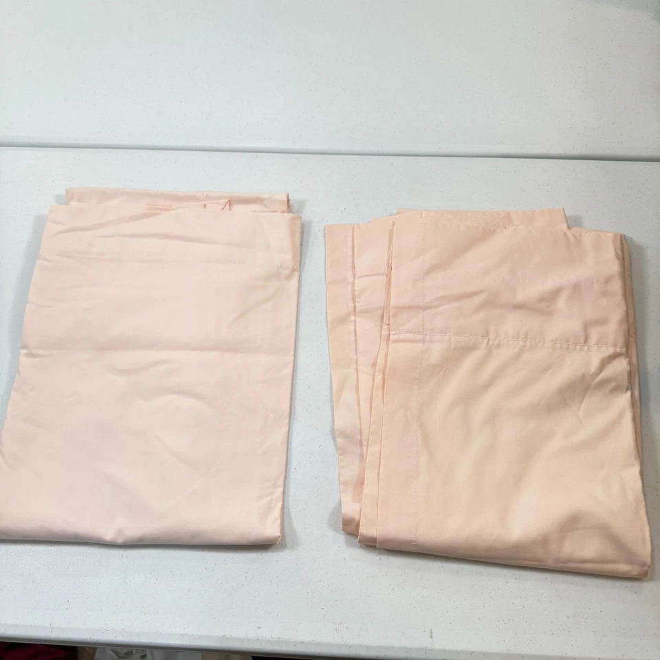 Vintage Benelton Cortina Panel Par Rosa Claro Mezcla Algodón EE. UU. Foto 2 de 4