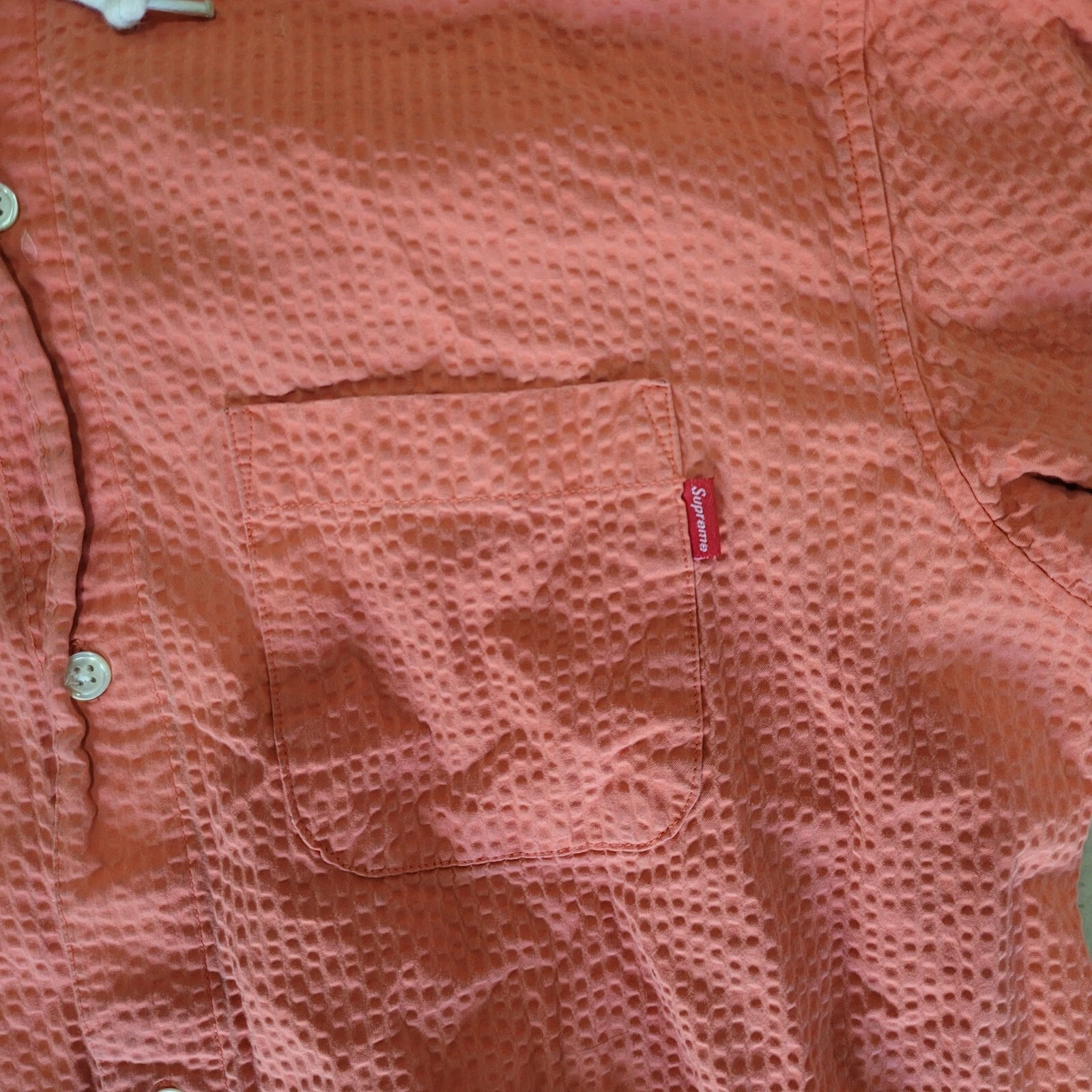 Felpa Supreme manica lunga con cappuccio e bottoni completi uomo taglia M media salmone