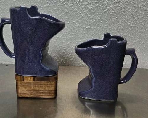 Red Wing  Stoneware Co. Sotapitcher (2) Purple Minnesota Shaped Mugs Vikings