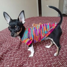 Teacup tiny chihuahua puppy kitten pink  knitted Jumper xxs.Orange Pink handmade