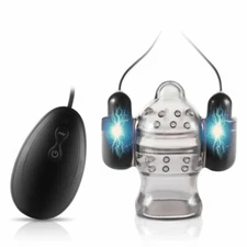 Double Bullet Vibrating Cock Penis Head Teaser Stimulator Masturbator Trainer