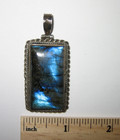 2" STERLING SILVER PENDANT W/ 1.4" x 0.8" NATURAL LABRADORITE STONE 21.4g *1 (GG — photo 7