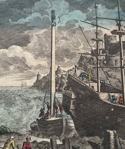 Oran (Algérie) gravure XVIIIéme Départ de plusieurs vaisseaux du Port. - Imagen 4 de 9
