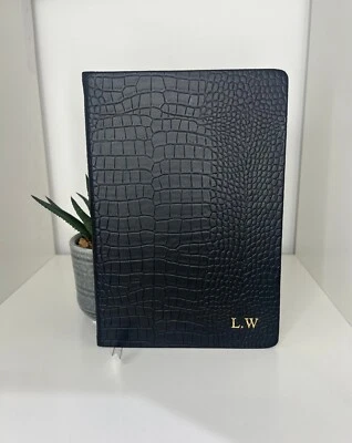 Black Croc A5 Notebook/Personalised With Any Name Or Initials