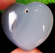 42x41x8mm Natural Gray Chalcedony Agate Love Heart Reiki Pendant Bead BQ62273