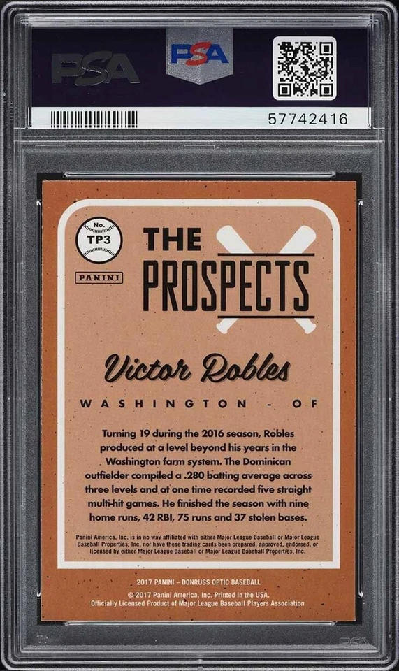 2017 Panini Donruss Optic The Prospects Victor Robles #TP3 Rookie RC PSA 10 - Image 2 of 2