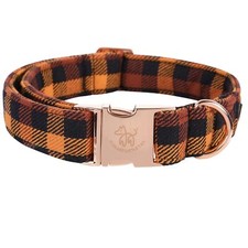 Fall Dog Collar Autumn Pet Collar Durable Yellow Plaid Dog Collars Male or Fe...