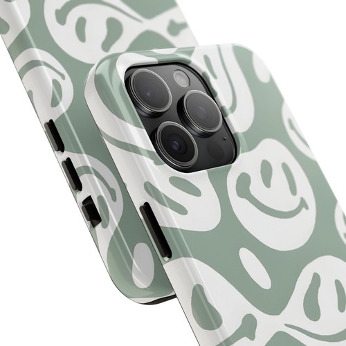 Abstract Smiley Faces Green Tough Phone Case | Aesthetic - 第 27/108 張圖片