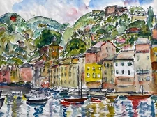 MID CENTURY PAINTING FAMOUS JO CAIN PAINTING BEACH COAST LANDSCAPE Plein Air