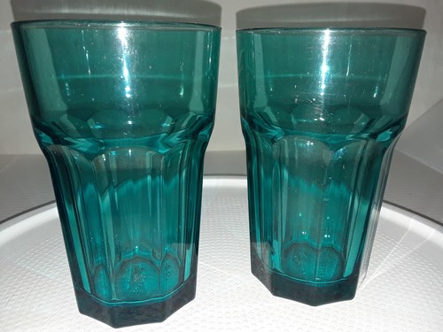 IKEA POKAL getäfelt türkis blau grün Glas Becher russisch