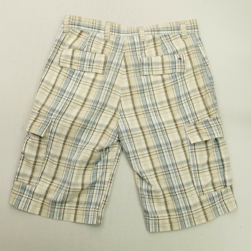 Tommy Hilfiger Mens Shorts W29 Checked Cargo Bermuda Beige Regular Fit Genuine - Picture 2 of 8