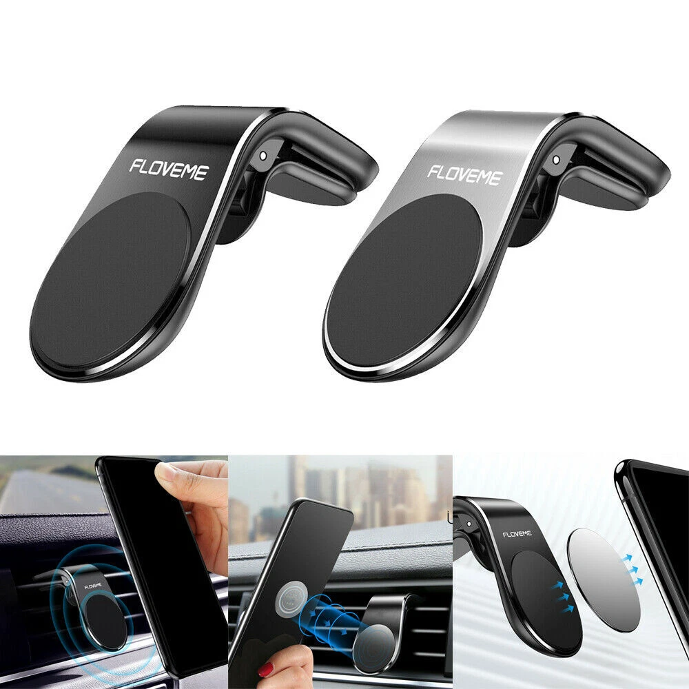 Magnetic Car Phone Holder L Shape Clip Air Vent Mount For Cell Phone Accessories
