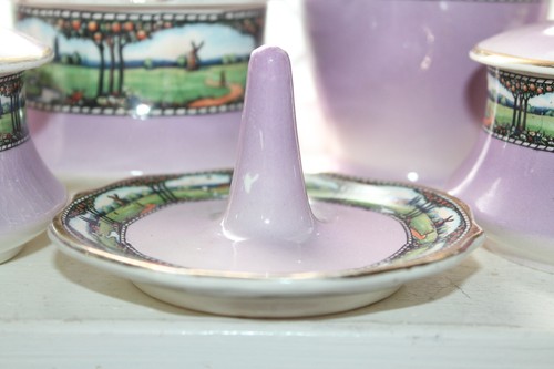 Antico set vanità porcellana art deco 10 pezzi anni 20 - Foto 4 di 9