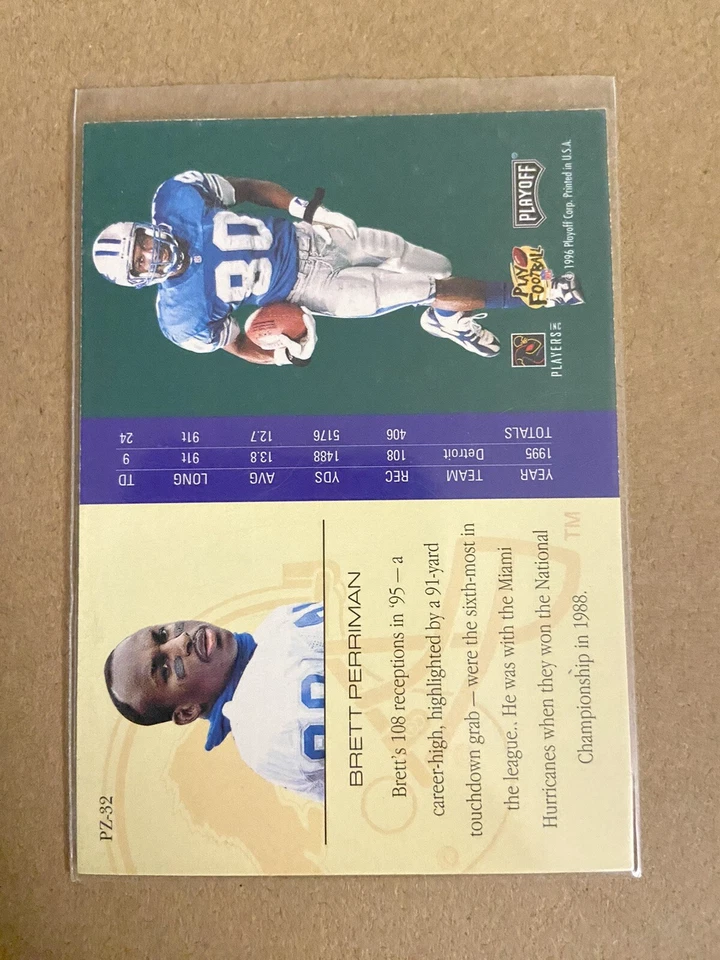 1996 Playoff Trophy Contenders Playoff Zone Brett Perriman #PZ-32 - Image 2 of 2