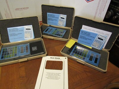 lot of 3 THE EDUCATOR INTERMEDIATE CALCULATOR OVERHEAD PROJECTOR w/CASE Vintage