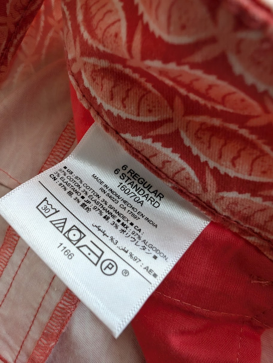 Old Navy Size 6 Pixie Orange Fish Pattern Chinos … - image 3