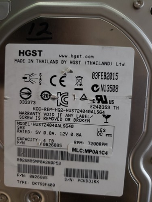 #ad #ad HGST HUS724040ALA640 HDD 4TB SATA 6Gb s 7.5K 3.5quot; 0F19459 512 b s Tested $40.00