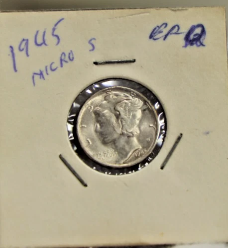 1945 S US Mercury Silver Dime Micro S Gem Unc