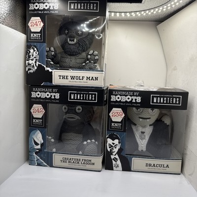 Handmade By Robots Horror Lot of 3 Vinyl Figures Dracula, Wolf Man & Creature