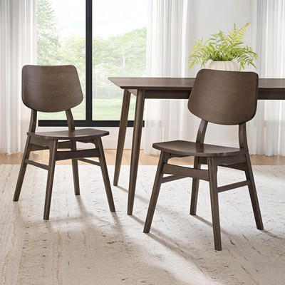 Calais Mid Century Modern Dining Chairs - Set of 2 in Walnut Finish