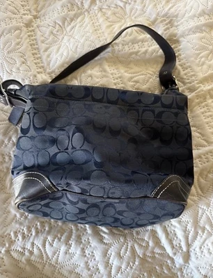 Navy Blue Leather Coach Purse for sale - eBay