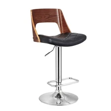 Contemporary Modern Stylish Wood Back Adjustable Swivel Bar Stool