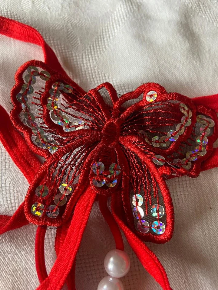 Sexy Damen rote Spitzenähnliche Tanga Sexy Dessous für Modebewusste overt OVP - Bild 2 von 2