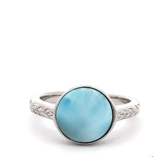 Sterling Silver Natural Larimar Ring SIZE 7 