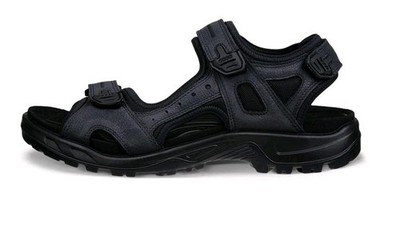NEW! ECCO  ONROAD Two-Strap Leather Sandal US 10.5-11.0,  EU 45 BLACK W/O BOX