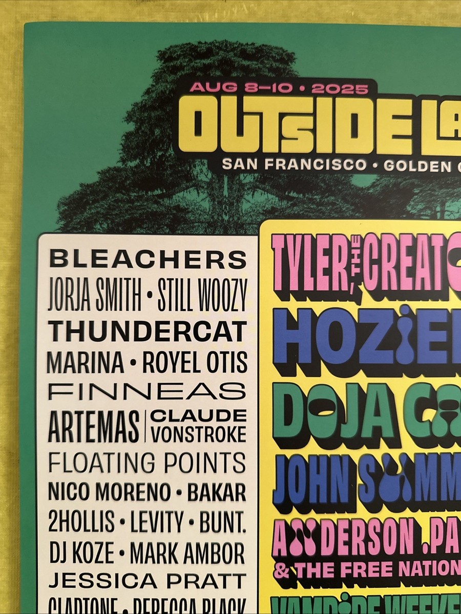 authentic Outside Lands music fest 2025 poster Tyler the Creator