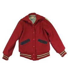 Vintage Varsity Letterman Jacket Ripon Award Jacket Red Wool Leather Mens Small