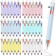 72 Pcs 6 in 1 Pastel Multicolor Option Pens 0.5mm Multicolor Pen in Retractab...
