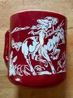 Vintage Hazel Atlas Children’s Milk Glass Mug Tex and Hawk Cowboy