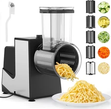 Electric Cheese Grater, 250W Electric Slicer Shredder Salad Maker with 5 Replace