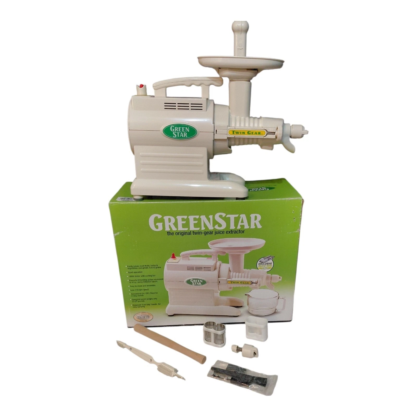 Green Star GS-1000 Twin Gear Juicer TriBest Juice Extractor Tested w/ Box