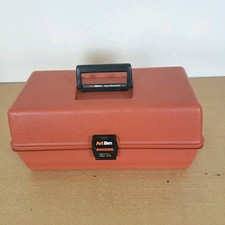 Vtg Art Bin Model 8734 by Vichek Orange USA Storage Box w/ 3 Folding Trays 15"