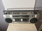 SANYO M-W1 Dual Cassette Stereo Boombox AM/FM Radio Silver Black