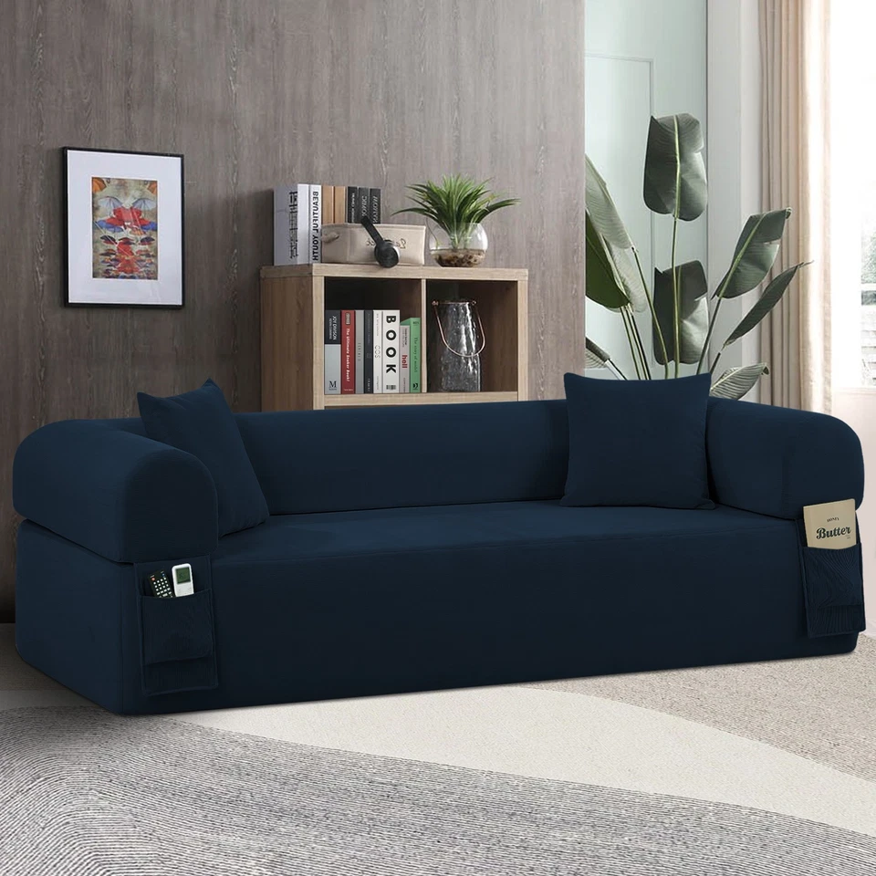 Sofá de piso de compresión 82,6", sofá de pana nube con 2 almohadas y bolsillos laterales Foto 2 de 4