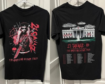 VTG 21Savage Black Short Sleeve American Dream Tour Dates Shirt S-5XL